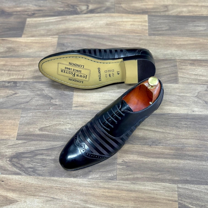 RIB-1TH5 Black laced oxford wet look official leather shoes with durable leather and rubber soles size 40 - 45