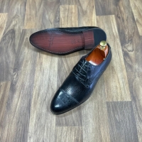 RIB-19R5 Black laced oxford wet look official leather shoes with durable leather and rubber soles size 40 - 45