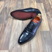 RIB-8I5 Black laced oxford wet look official leather shoes with durable leather and rubber soles size 40 - 45