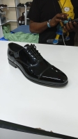 RIB-2W45 Black laced John Foster wetlook official Genuine leather shoes with durable leather and rubber soles size 40 - 45
