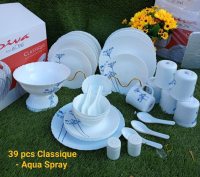 RI3-2TMy 39 pcs Classic Glass Dinner Sets Aqua Spray