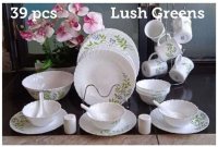 RI3-10Dn 39 pcs Classic Glass Dinner Sets Lush Green